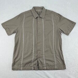 Caribbean Silk Blend Button Up Short Sleeve Casual Shirt Mens‎ Size L